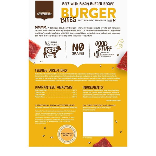 Rachael Ray Nutrish Burger Bites Beef Recipe With Bison Dog Treats, 12 oz. Pouch